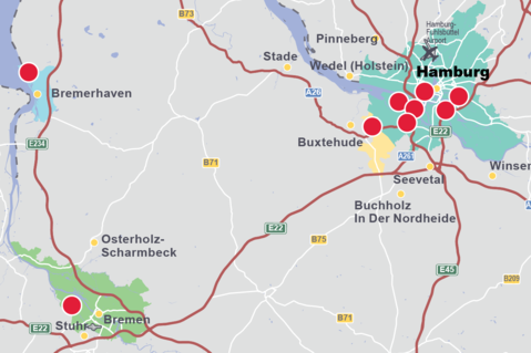 Standortkarte Hamburg