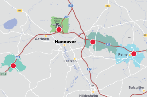 Market Map Hanover Hanover, lower saxonia, logistics map