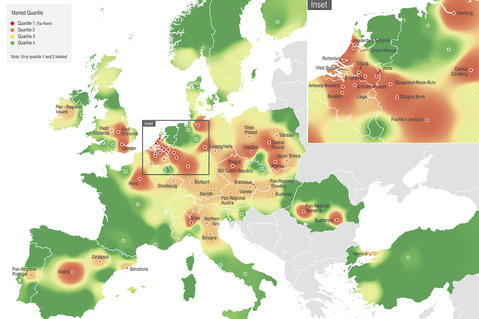 Customer Growth Strategies: Europe‘s Most desirable logistics locations - Heat map Customer Growth Strategies: Europe‘s Most desirable logistics locations - Heat map
