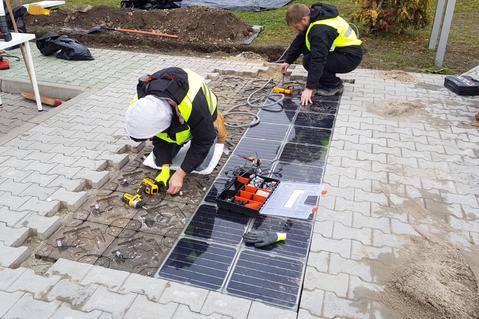 Installation of solar paving tiles at Prologis Park Budapest-Harbor Installation of solar paving tiles at Prologis Park Budapest-Harbor, Hungary